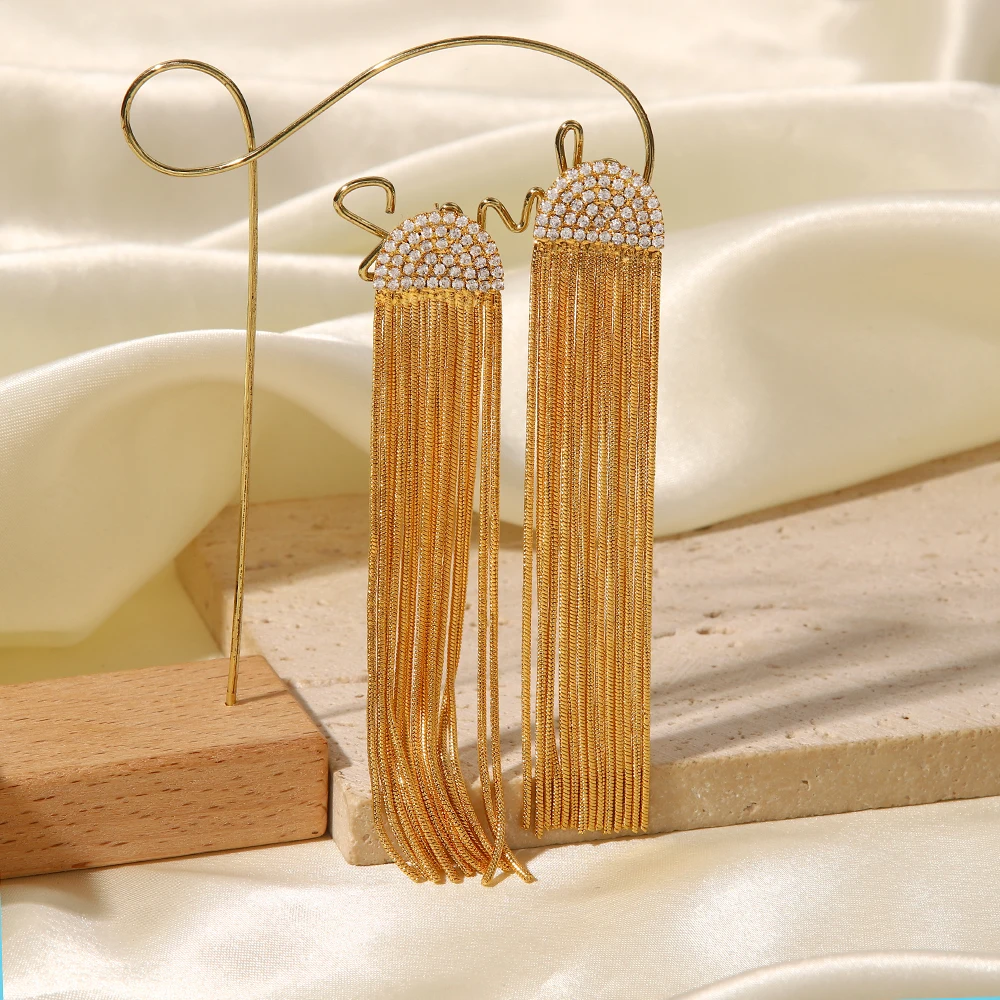 Uworld сверкающие кристаллы Золотые серьги-цепочки со змеиным плетением блестящие