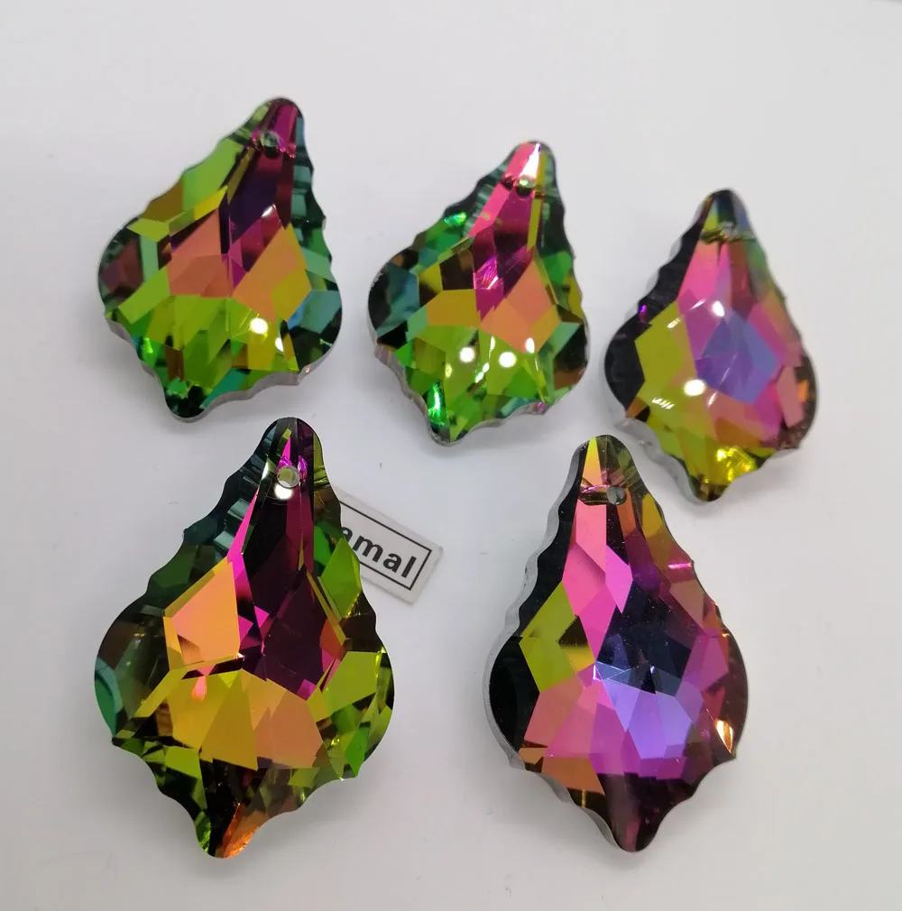 Camal 5 шт. 38 мм K9 Радужный кленовый лист, хрустальные призмы, подвесные капли, Ловец Солнца, лампа, освещение, люстра, детали, подвесной Декор