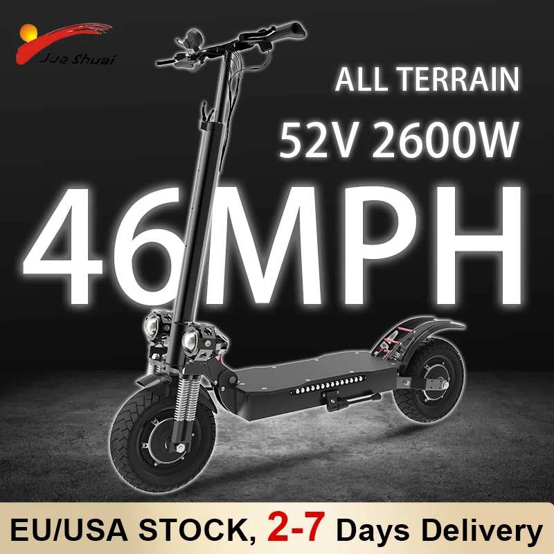 

High-end All Terrain Escooter 46MPH Fast Speed 52V 2600W Dual Motors Electric Scooter for Adults 20Ah Brand Lithium Battery