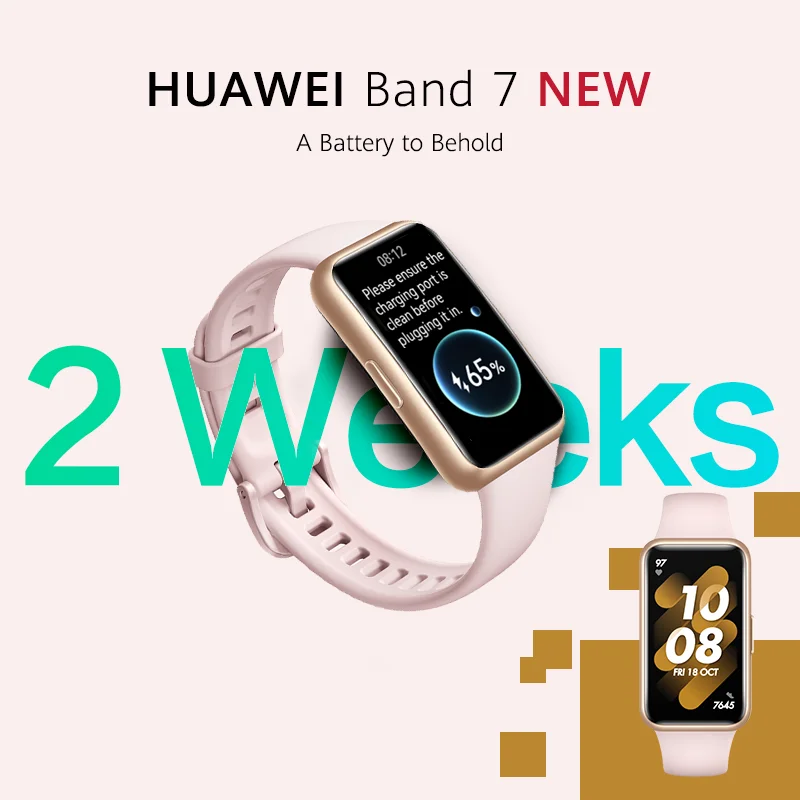 НОВЫЙ Huawei Band 7 Smart Blood Oxygen 1 47 'ɺMOLED-экран Датчик сердечного ритма Smartband 2 недели