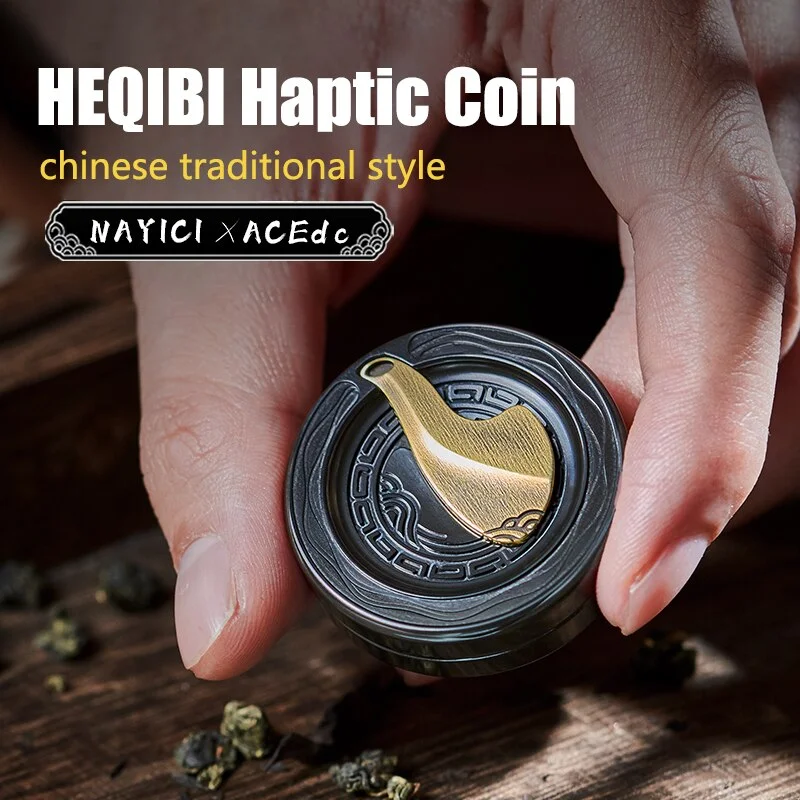 ACEdc Co-branded MUYI HEQIBI Haptic Coin Chinese Style Milk Cap Fidget Toy Adult Anti Stress Metal EDC