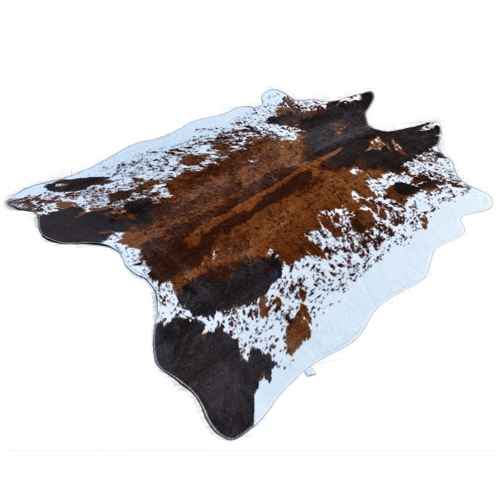 

Wholesale supply cowhide area rugs Polyester material Faux Cowhide Shaped floor carpet