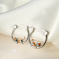 tgnel new pure titanium earrings for girls cute catkoalapuppylittle elephant silver animal non allergic ear gift