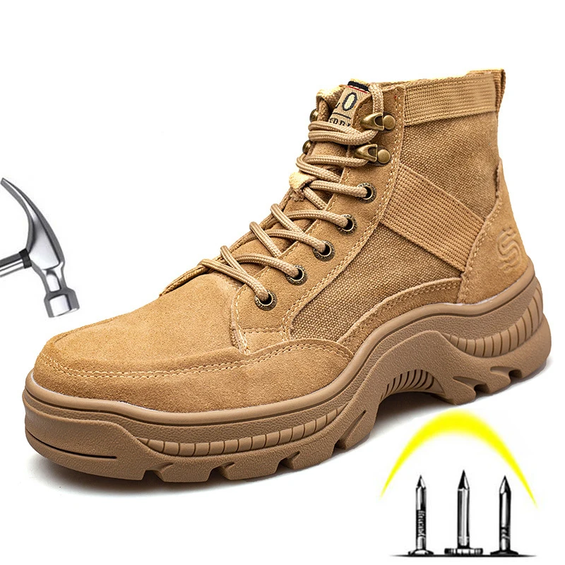 

Cleanro Male Work Boots Indestructible Safety Shoes Men Steel Toe Shoes Puncture-Proof Work Sneakers Male Shoes Adult Work Shoes