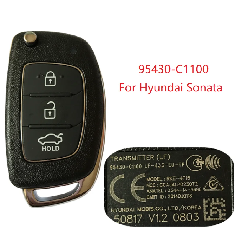 

CN 020093 OEM деталь Numebr 95430-C1100 для Hyundai Sonata 3 кнопки 2015 оригинальный флип-ключ дистанционного управления 433 МГц 4D60 чип