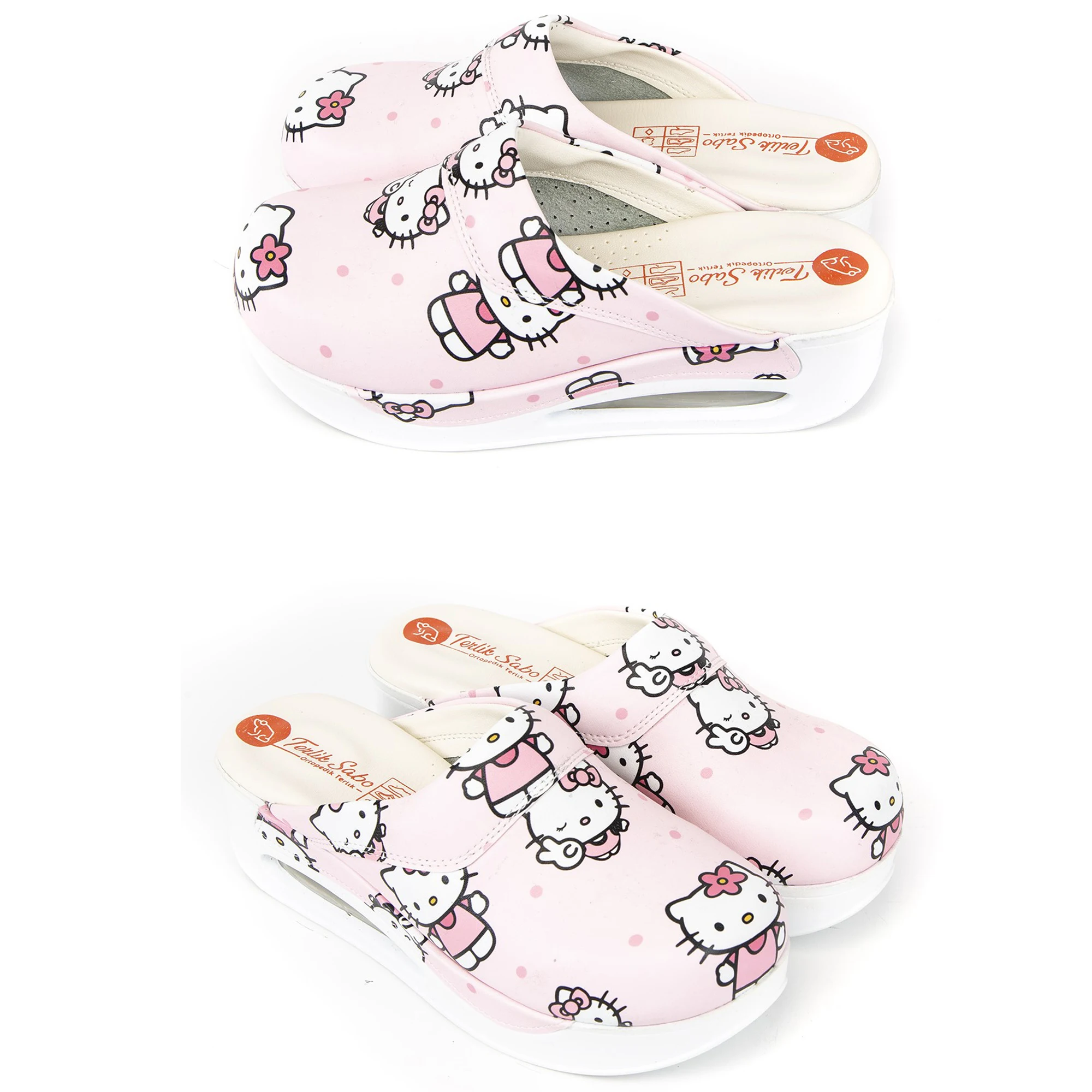 

Pink Kitty Themed Sabo Non-Slip Sole Unisex Nurse Dentist Doctor Women Hospital Garden House İndoor Outdoor Slippers Clogs