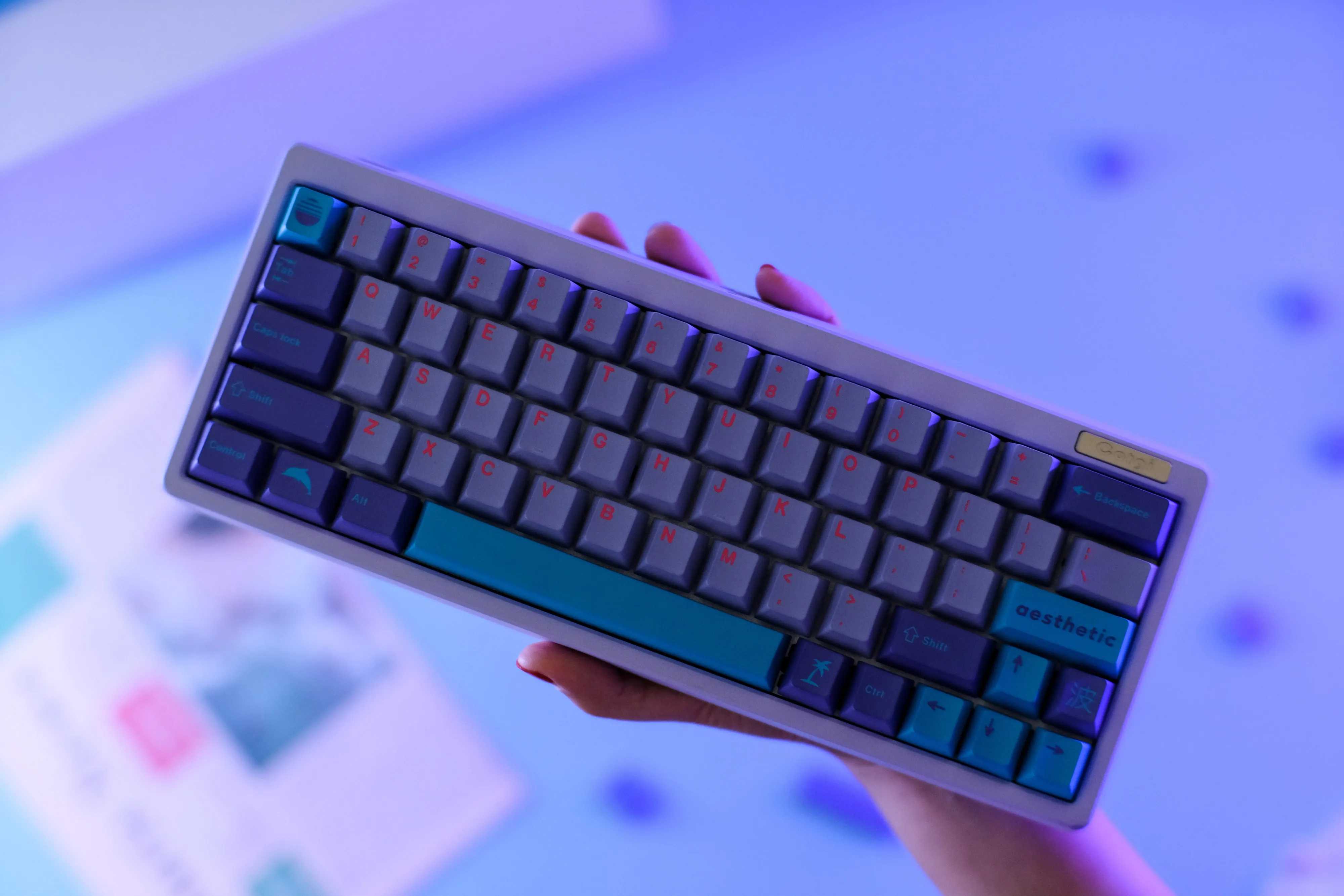 GMK Vaporwave Keycaps, 129 Keys Keycaps Cherry Profile DYE-SUB Personalized GMK Keycaps For Mechanical Keyboard