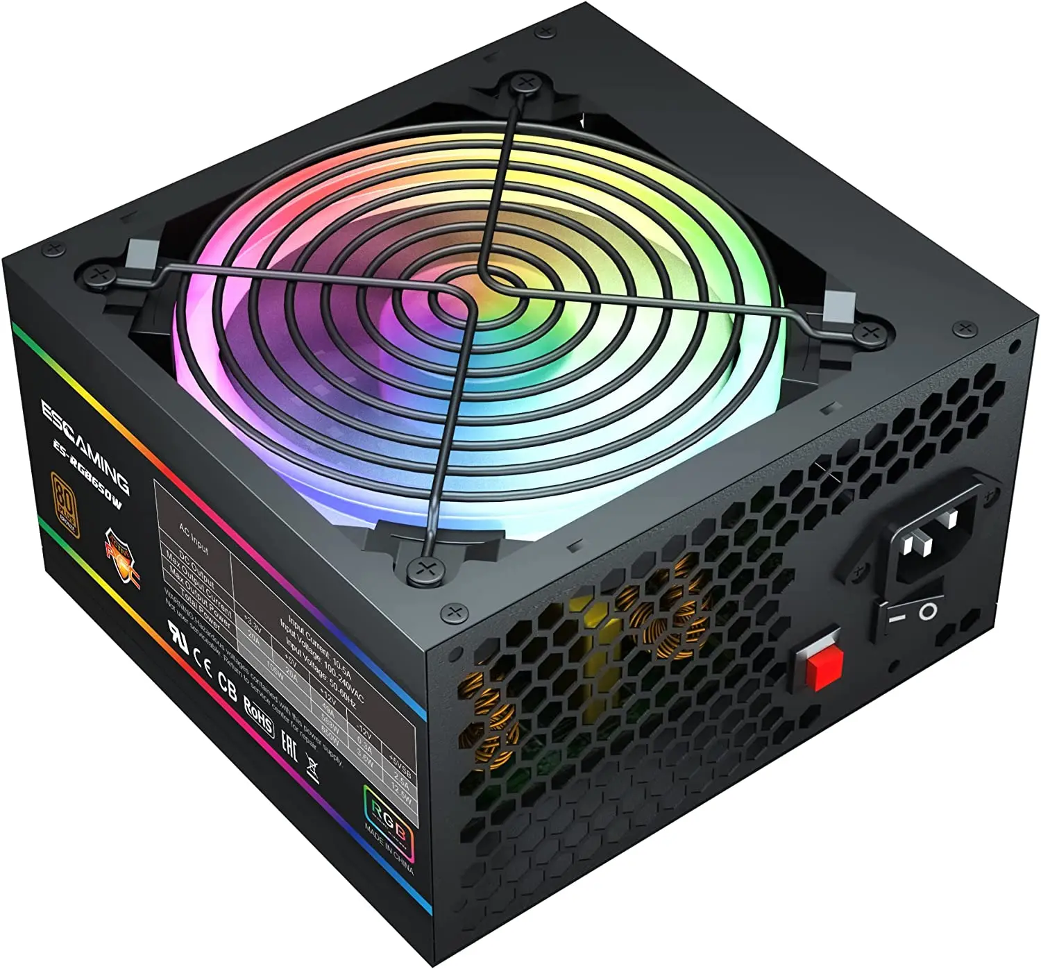 

Блок питания APFC 650 Вт RGB, 80 plus, бронзовый ATX, мощность игрового компьютера