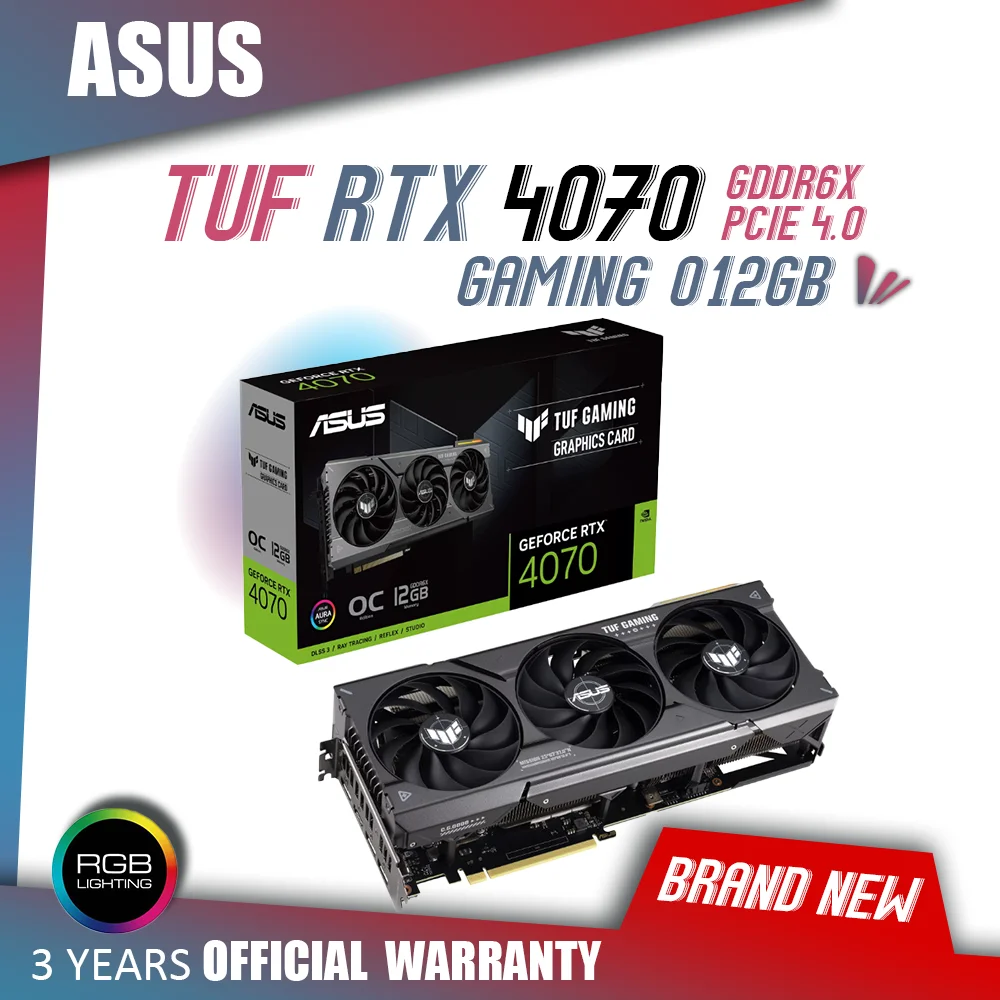 

ASUS TUF RTX 4070 OC 12G GAMING Graphics Cards NVIDIA RTX 4070 GPU GDDR6X 12GB Memory PCIE4.0 Video Cards DLSS 3 Brand New