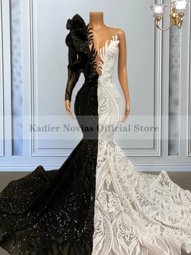 Kadier Novias Long Black and White Mermaid Prom Dresses Evening Cocktail Dress 2k22 Vestido De Fiesta