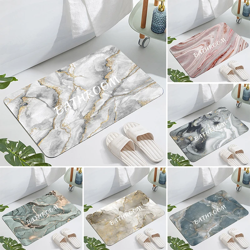 

Diatom Mud Floor Mat Bathroom Kitchen Upholstery Marble Texture Anti-slip Absorbent Foot Mat 40*60cm/50*80cm