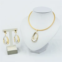 silver plated jewelry set new design hoop earrings and necklace african jewelry for wedding party ladies accessory gift