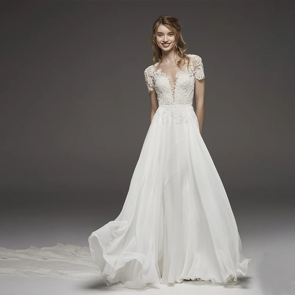 

Simple Style V Neck Corset Lace Appliqués Beaded Tulle Sheer Sexy Backless Wedding Dress Factory Custom Vestidos De Novia