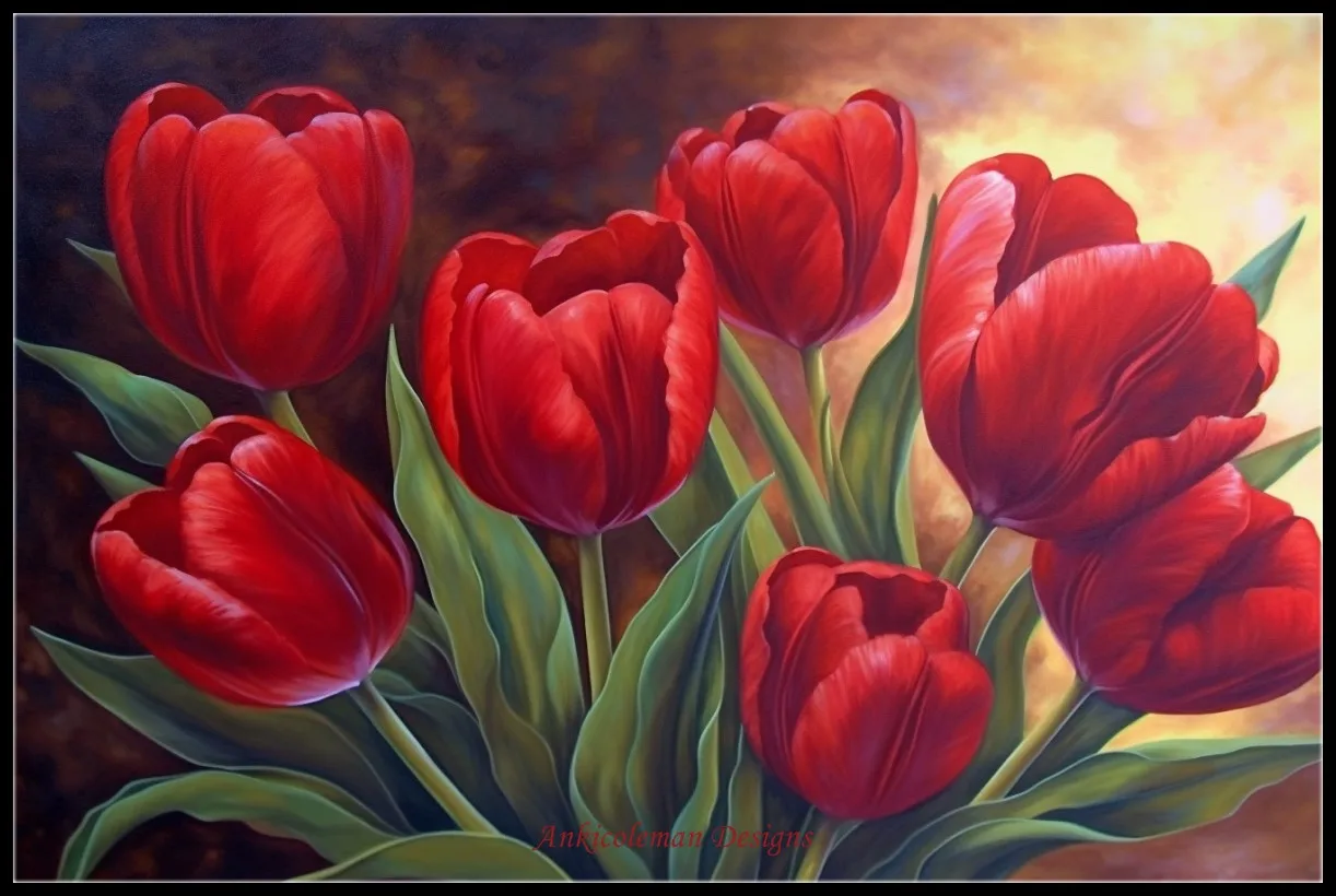 

Наборы для вышивки крестиком 14 ct DMC, декоративные изделия ручной работы «сделай сам», Красные тюльпаны