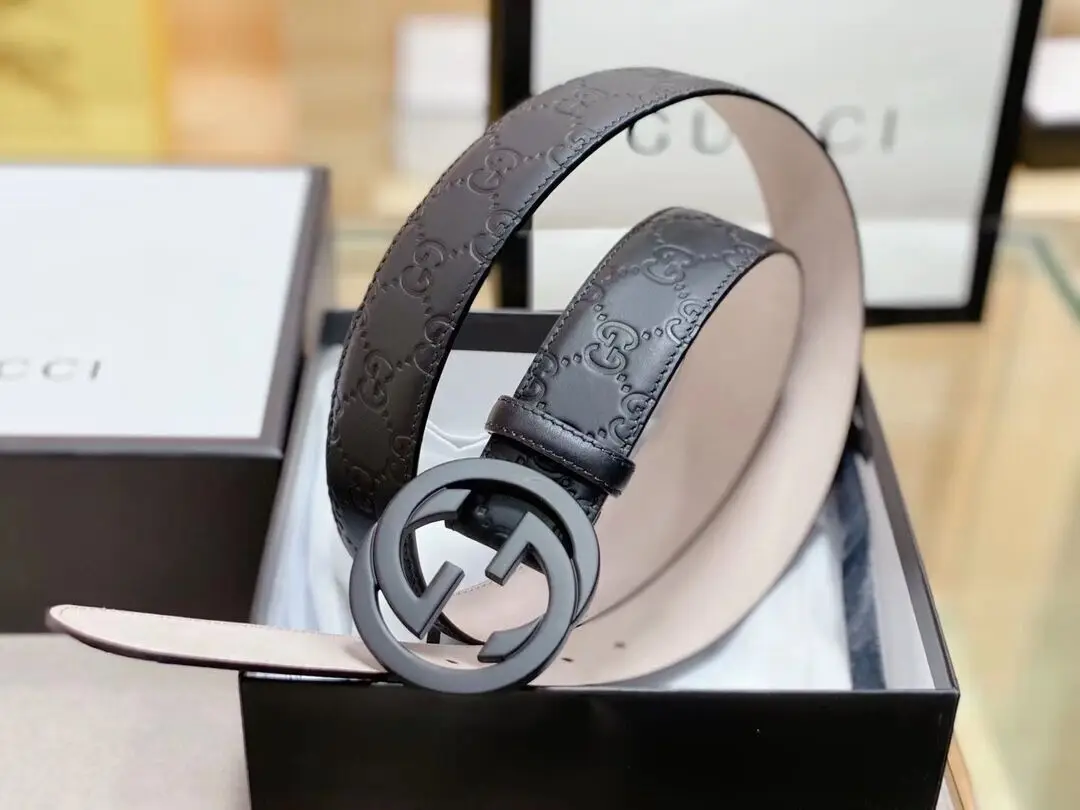 точная копия 1:1 Gucci Style Luxury Copy1:1 Бутик С Пряжкой Из Чистой Стали Модный Универсальный Мужской Ремень Для Отдыха 38 См