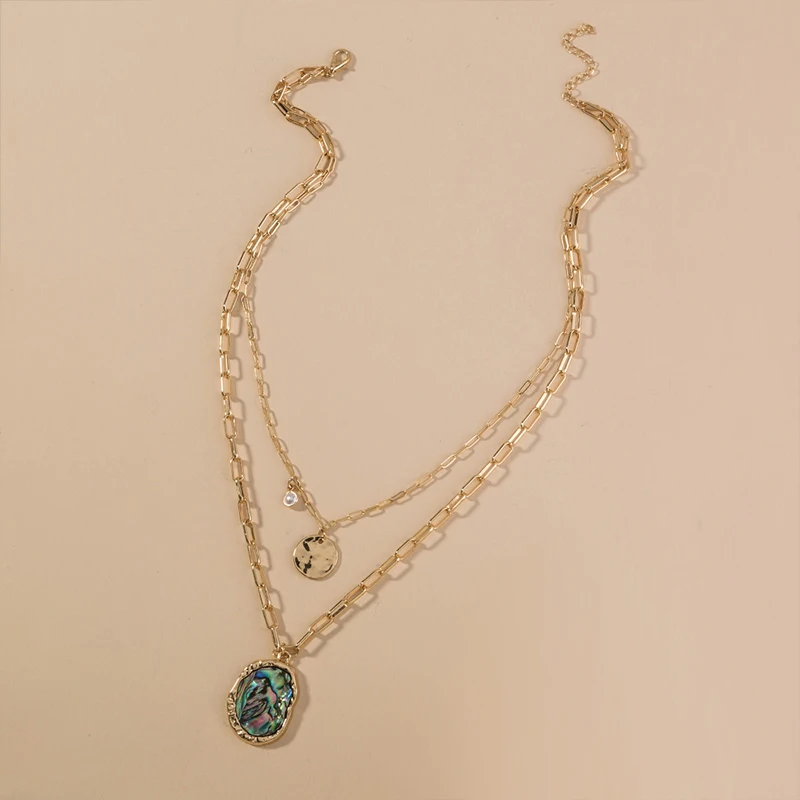 

SHELL Abalone Shell Layered Necklace for Women Sweater Chain Boho Handmade Necklace Female Gold Necklaces Jewelry Accessory