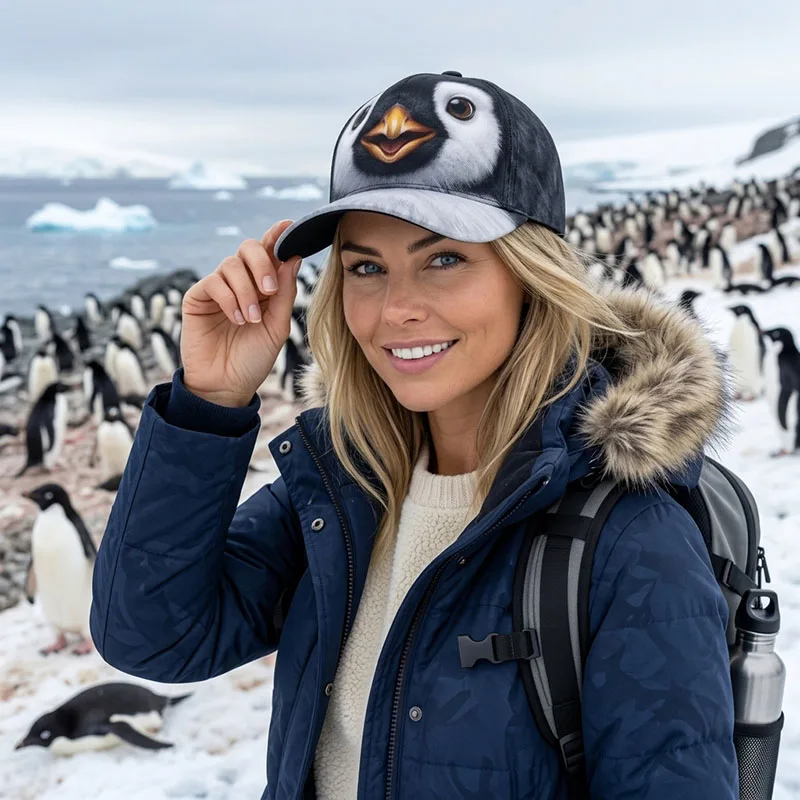 Фото Бейсболки Penguin Custom, кепка Pengy Waddles в стиле хип-хоп, кепка тракера с козырьком, зимняя уличная одежда, регулируемая, подарок, теплый вид. №5
