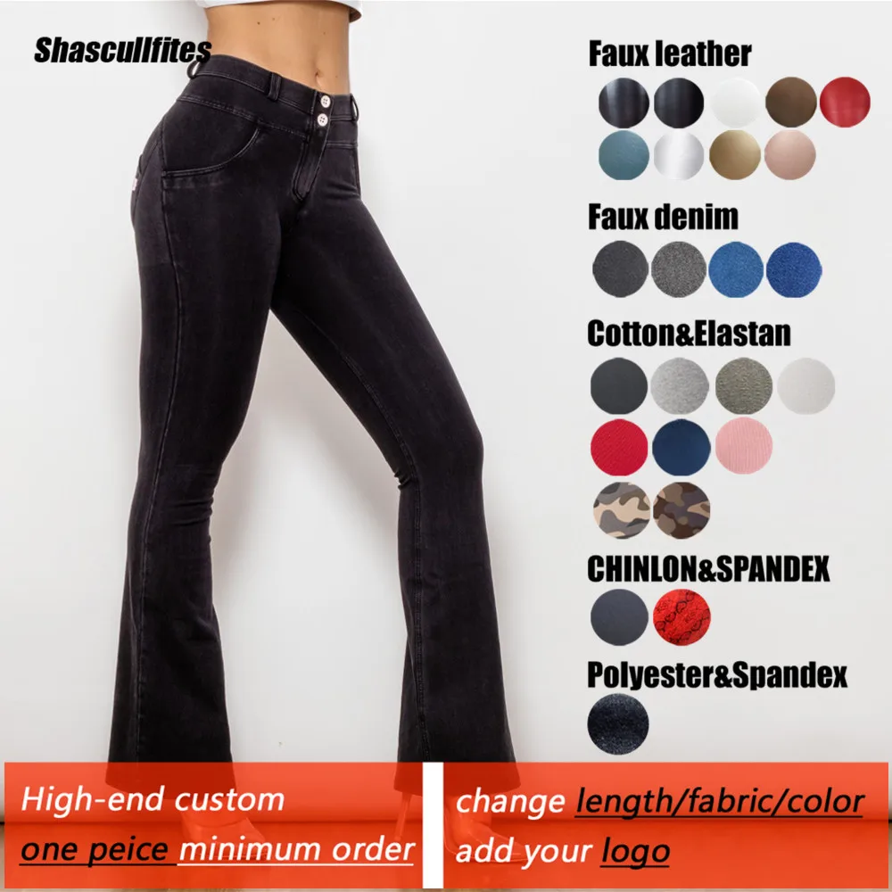 Shascullfites Gym and Shaping Tailored Bell Bottom Jeans Pants Retro Black Low Waisted Denim Flare Leggings Sweatpants