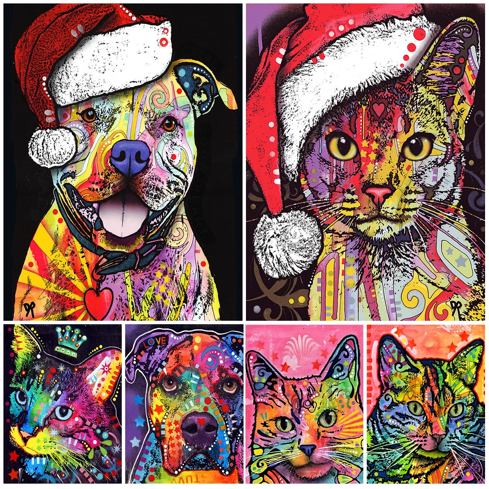 

Colorful Graffit Animal Cartoon Dog Cat Wall Pictures For Living Room Nordic Poster Wall Art Canvas Painting Home Decor Unframed