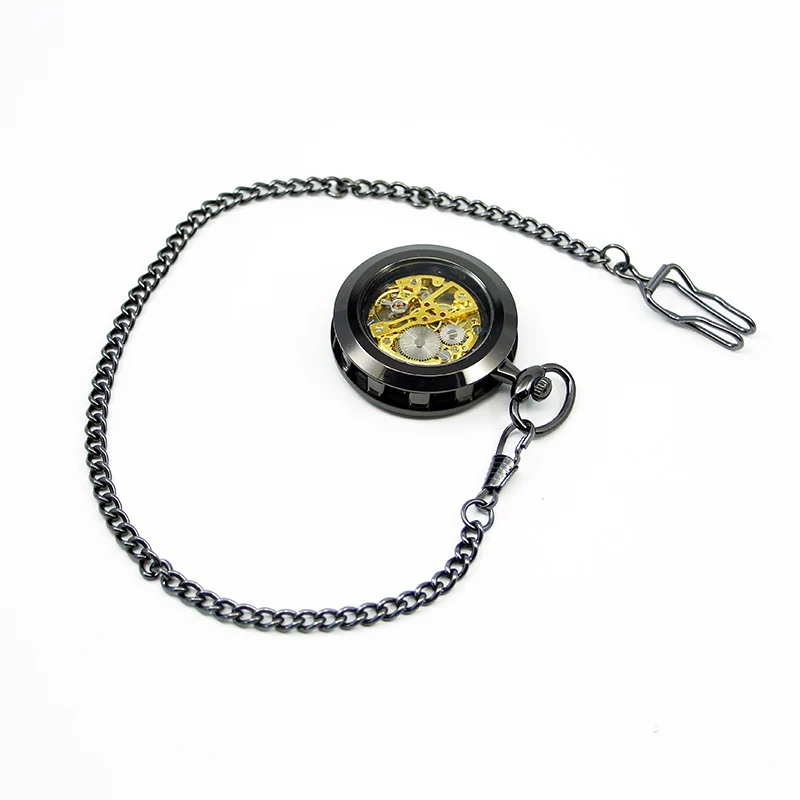 Automatic Mechanical Pocket Watch Steampunk Retro Copper Watches Fob Chain Pendants Men Women relojes de bolsillo