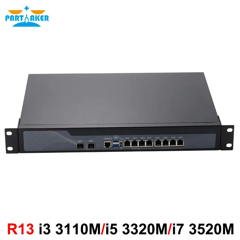 

1U Rackmount Firewall Intel Core i3 3110M i5 3320M i7 2620M With 8 Lan 2 SFP 10G Soft Router for pfSense OPNsense AES-NI