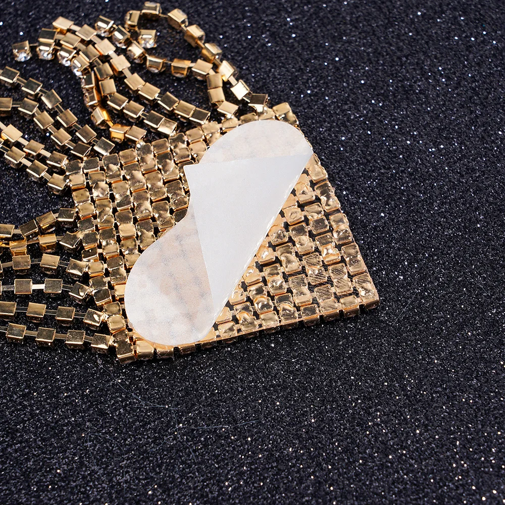 Fashion Women Metal Rhinestone Nipple Cover Sexy Tassel Nipple Pasties Reusable Adhesive Breast Wear Party Nipple Accessories