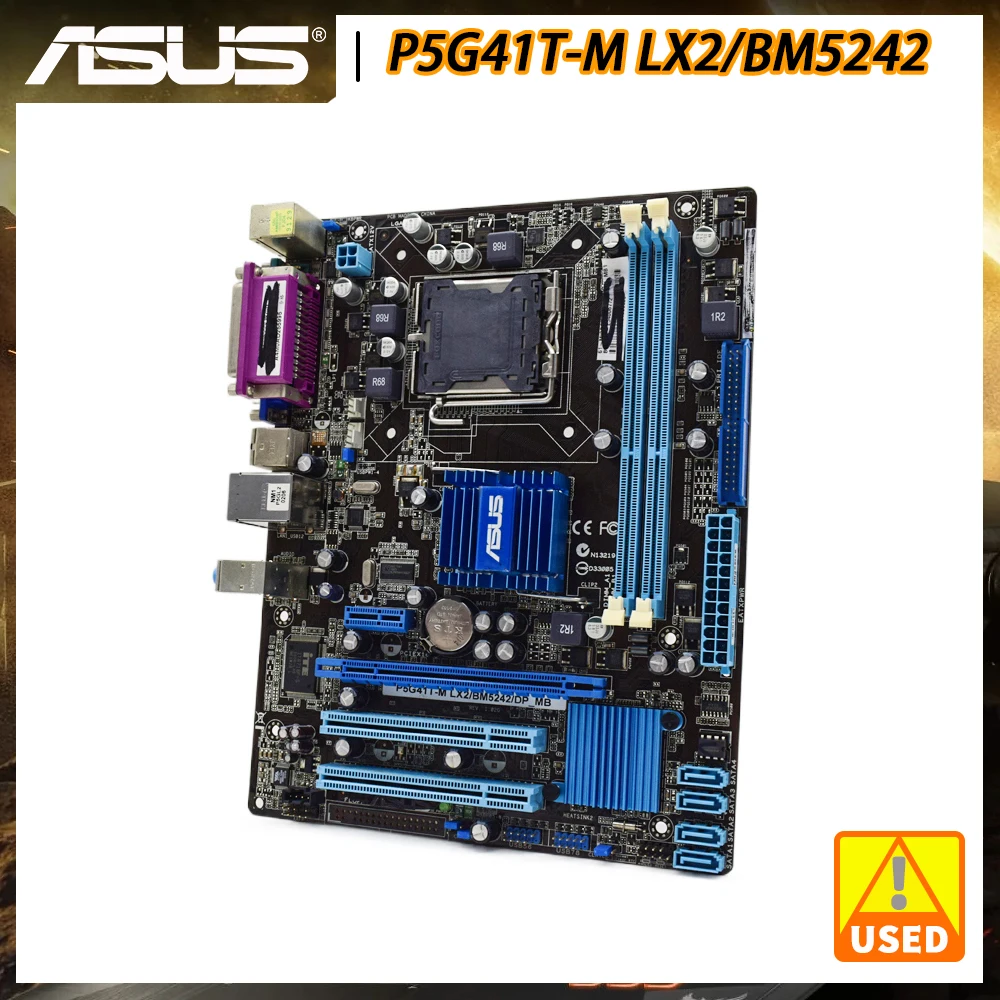 LGA 775  Motherboard DDR3 Asus P5G41T-M LX2/BM5242 Intel G41 Core i3 i5 i7 Cpus PCI-E X16 VGA USB2.0 SATA2 16GB RAM