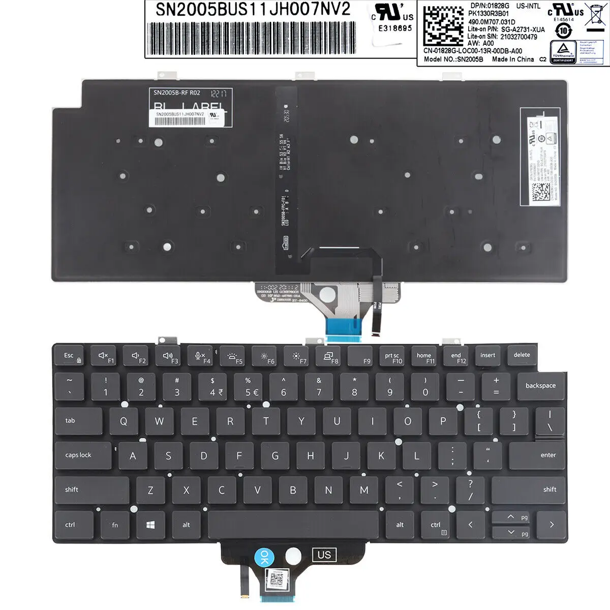 

Клавиатура с подсветкой для ноутбука Dell latitude 7320 7310 5320 2 в 1 01828G
