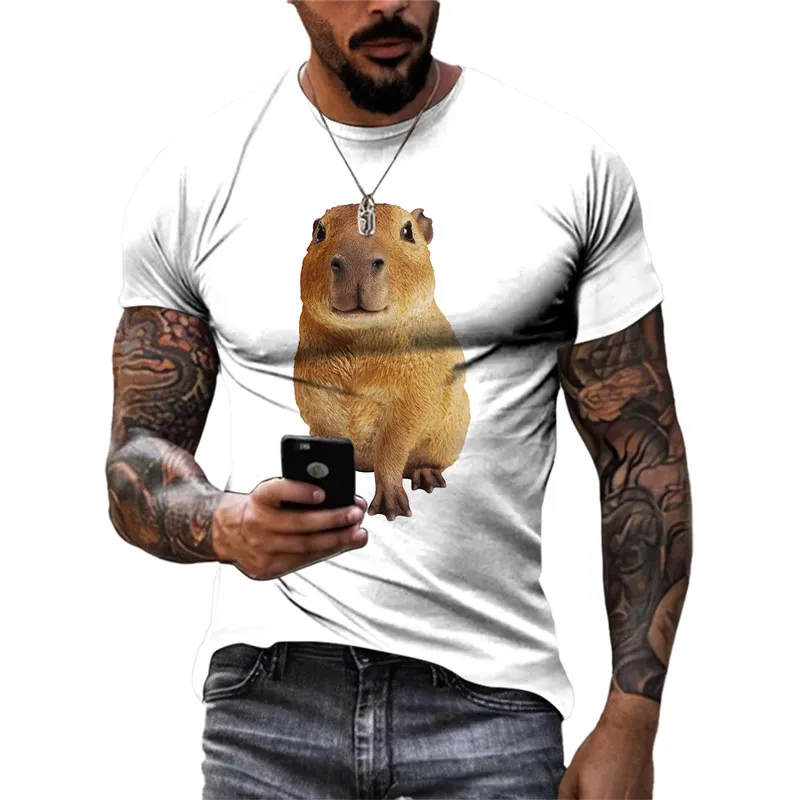 

Summer Fashion 3D Funny Capybara Graphic T Shirts Men Hip Hop Street Style Trend Tees Casual Personality Printed Animal Tops