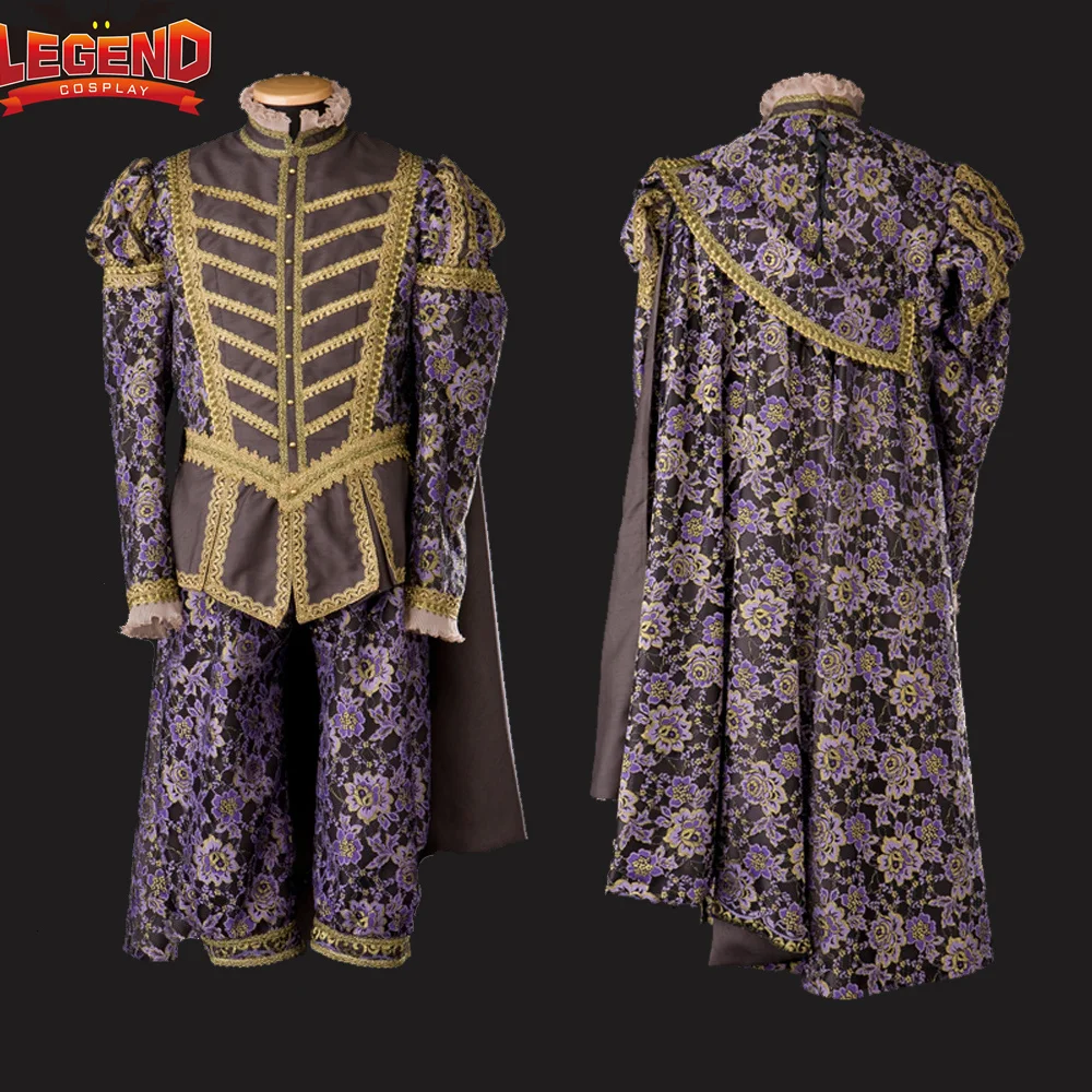 Queen Elizabeth Tudor Period Men Costume Purple Renaissance Medieval Tudor Costume Royal Prince Cosplay Henry Viii Costume Suit