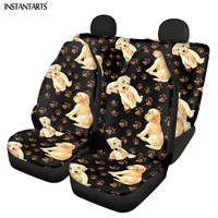 INSTANTARTS Lovely Dog and Rabbit Pattern Auto Uniserval Seats Protector Set Useful Easy to Install Elastic Covers Fit Most Car