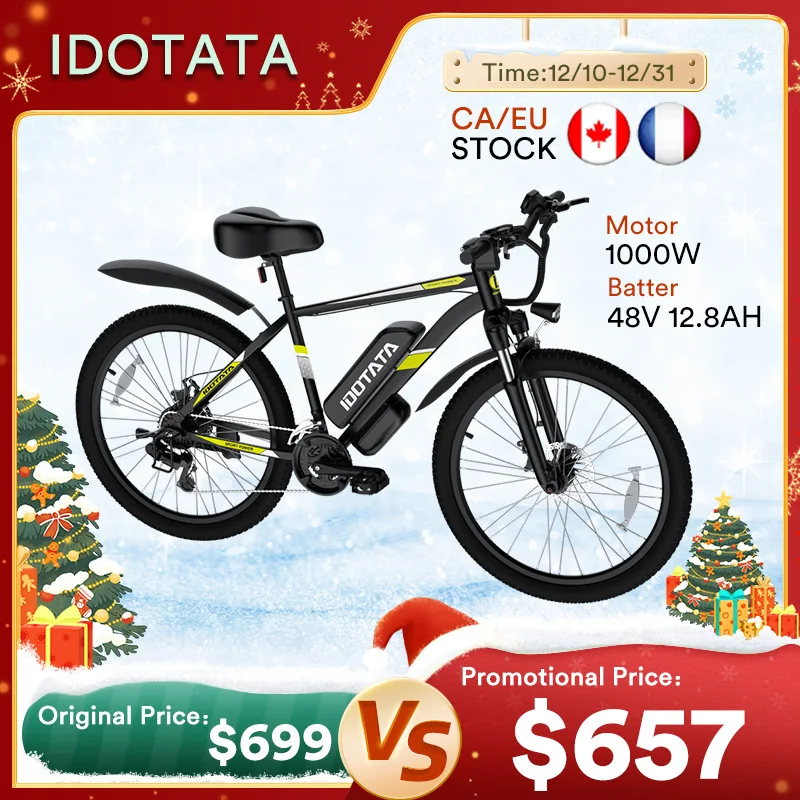 S26 Electric Bicycle 48V 12.8AH Lithium Battery 500W Adult Mountain Cross-country Bicycle 7 Speed 36V Cycling Bike 26 INCH Ebike