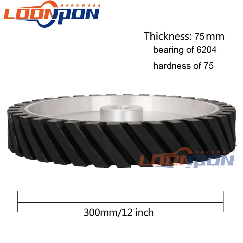 

Customized 300x75mm Serrated Rubber Contact Wheel Bearing of 6204 For Belt Grinder Sander Dynamically Balanced Grinding Sanding