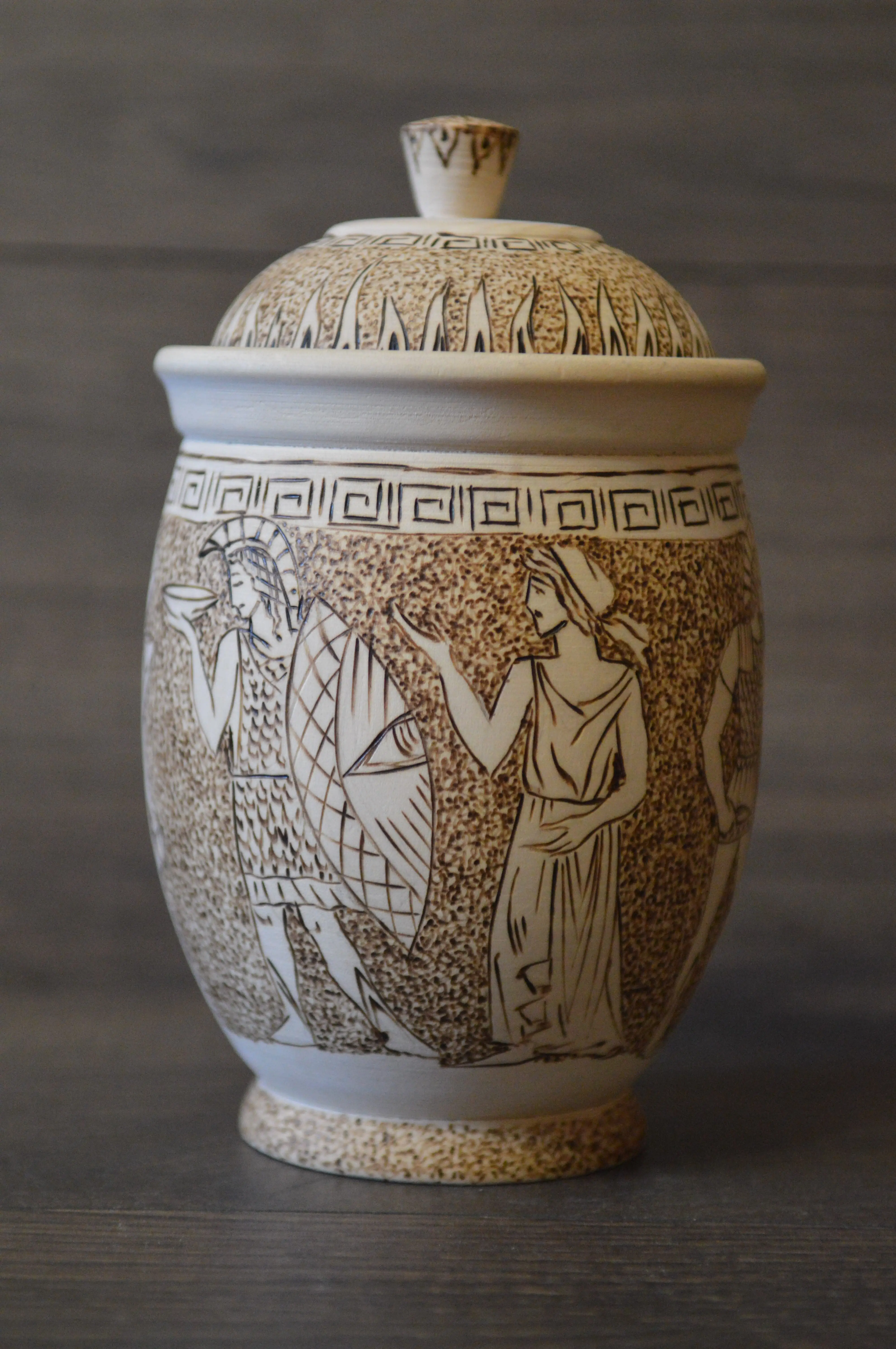 Handmade Gift Souvenir Big Bowl Natural Wood Ancient Egypt Exclusive Pyrography |