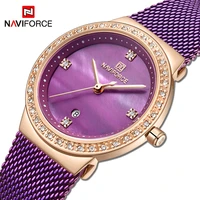 naviforce watches for women luxury with diamonds purple stainless steel strap fashion wristwatch dress bracelet relogio feminino