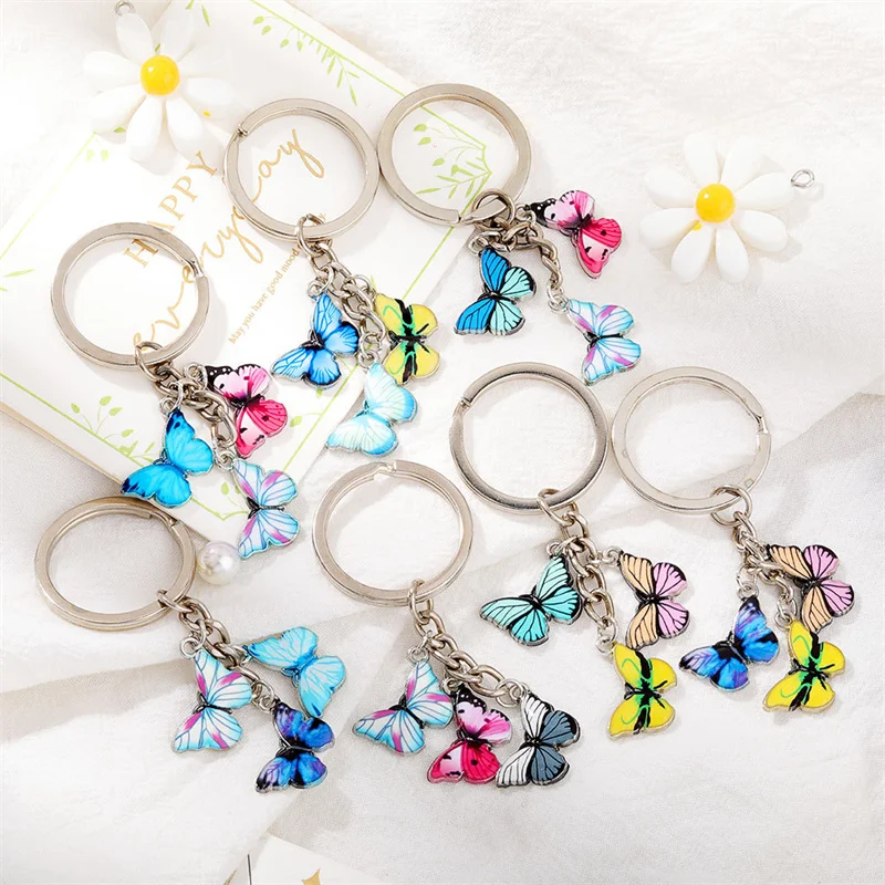 

Cute Colorful Butterfly Keychain Key Ring Enamel Flying Animals Key Chains For Women Girls Handbag Accessorie Handmade Jewelry