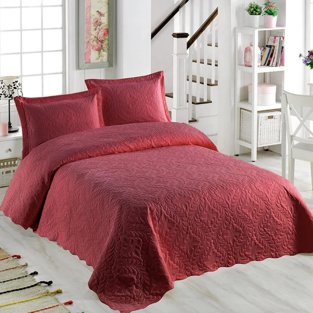 

My blanket Ivy Red Double Personality Microfiber Quilted Bedspread Turkiyede Üretilen Quality Fabric and Special Planting Ironed Washed