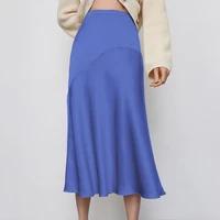 clothland women elegant midi skirt zipper high waist a line european style female cute summer autumn skirts mujer ba163