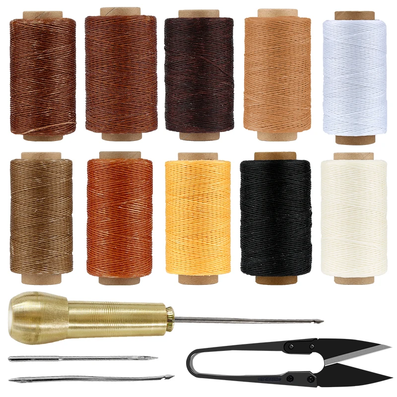 Плоская Вощеная швейная линия TLKKUE 250 м 150D из полиэстера, шнур для шитья кожи, шило, ножницы для рукоделия, ручная строчка, рабочий инструмент