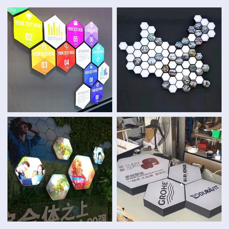 LED Logo Shop Hexagon UV Advertising Light Polygon Frameless Light Box Aluminum Alloy Soft Film Light Box Wall-Mounted Billboard