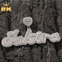 the bling king custom baguette letter with baguette cz heart pendant necklace iced out bling square cz hiphop jewelry