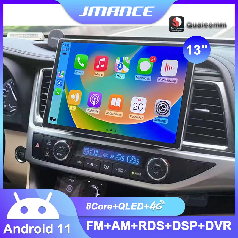 

JMANCE 13Inch Car Radio 2 Din Android 11 2K Touch Screen Auto Multimedia Player For Toyota VW Hyundai Kia Nissan Honda Lada Ford