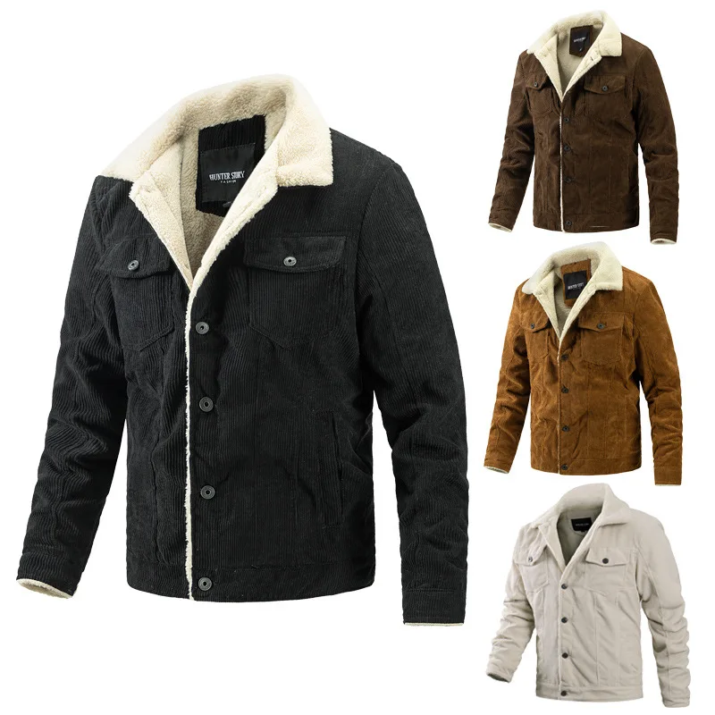

Men's retro lapel thickened corduroy jacket