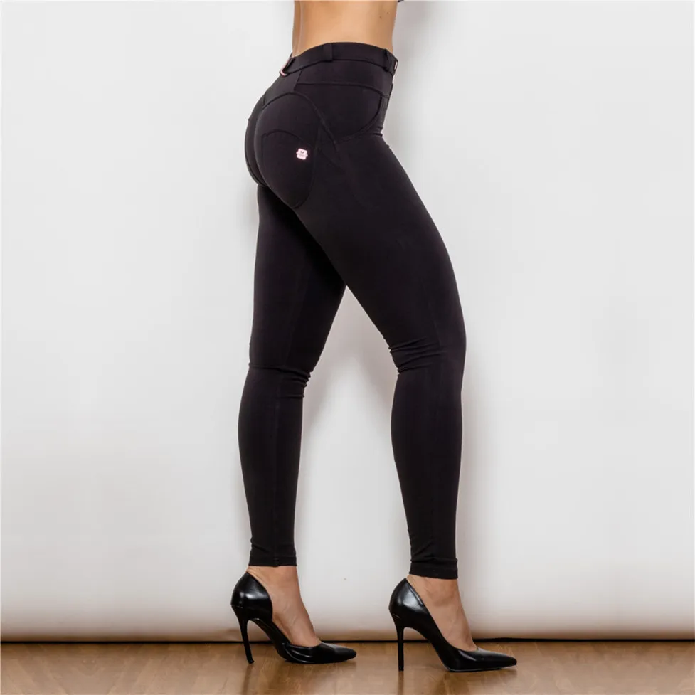 Shascullfites Tailored  Casual Women's Leggings Slim Tight-Fitting Middle Waist Pants Solid Black Color Pant