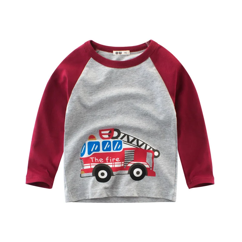 

ZWY1869 Children T Shirts Long-Sleeve Autumn Baby Boys Kids Girls Cotton Cartoon Tops Clothing Clothes Spring Print Letter