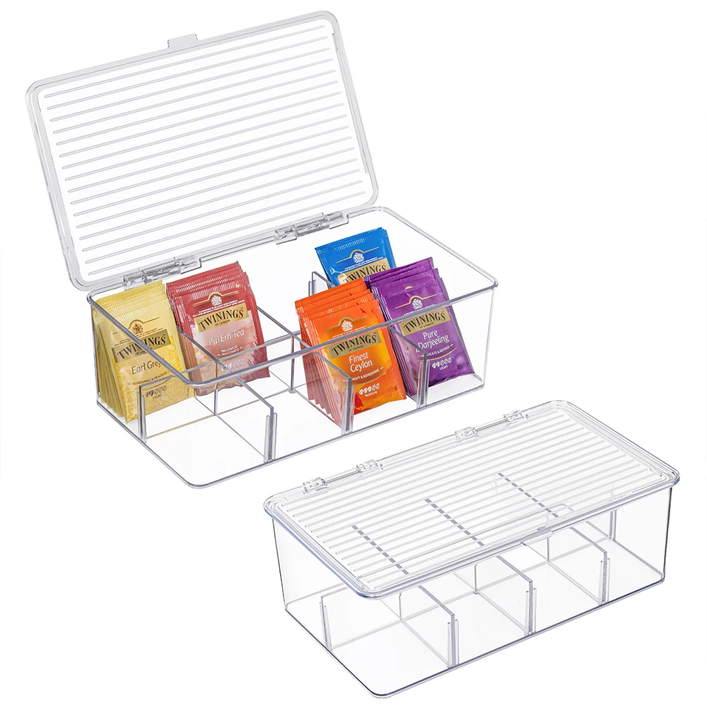 

8-grid Freezer Storage Box Dust-proof Desktop Storage Bag Stackable Tea Bag Storage Box Coffee Sugar Bag Kitchen Tableware
