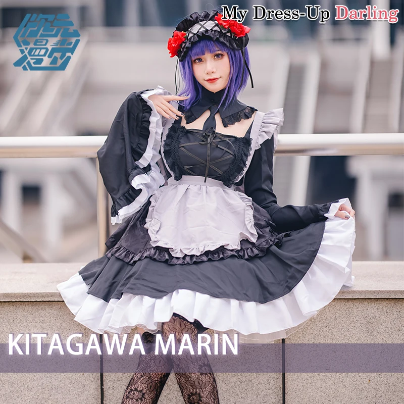 

CYM-B Marin Kitagawa Cosplay My Dress Up Maid Dress Outfits Halloween Carnival SuitDarling Costume Kimono Lolita