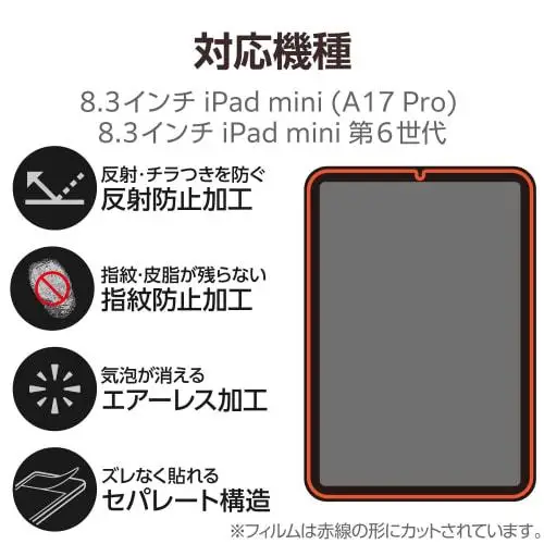 Защитная пленка ELECOM для iPad A17 Pro mini7 mini6 с защитой от отпечатков пальцев