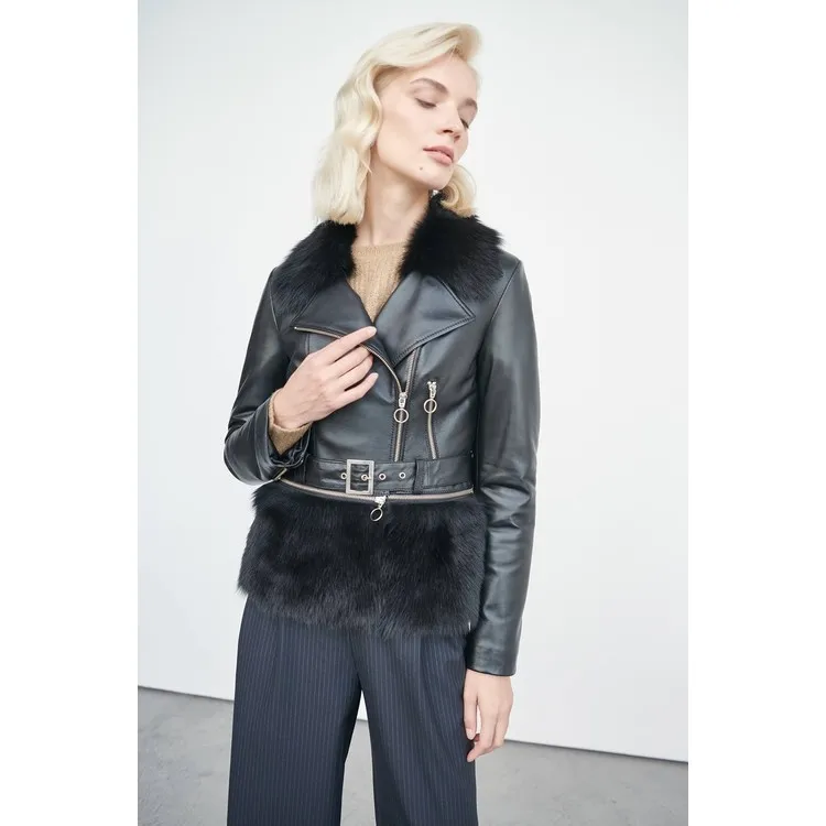 Noella Натали Кожаное пальто черного