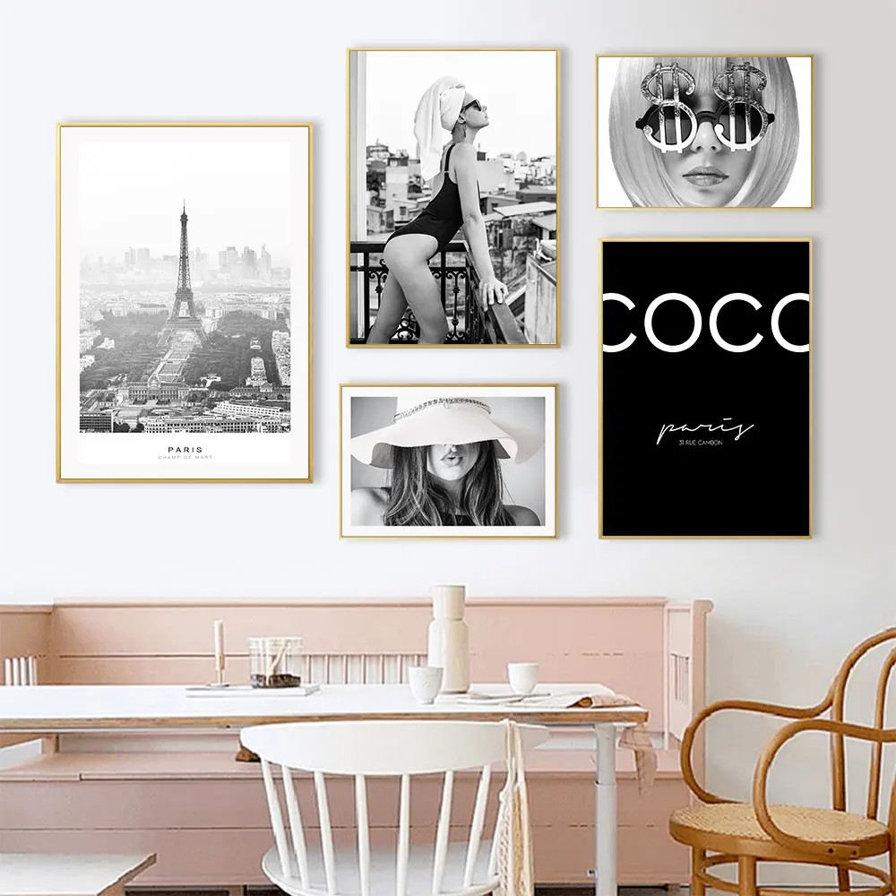 

Fashion Quotes Poster vintage door Art Print Flower Canvas Painting Nordic Girl Wall Pictures Living Room Decorative Paintings